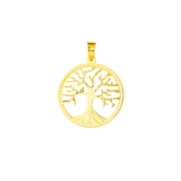 Pendentif Arbre de Vie Or Jaune 18 Carats brillante et texturee