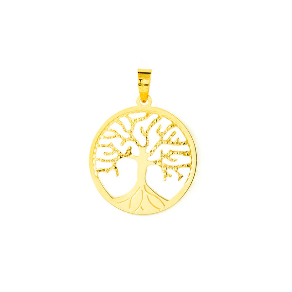 Pendentif Arbre de Vie Or Jaune 18 Carats brillante et texturee