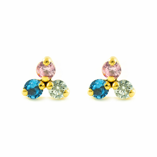 Boucles d'Oreilles Couleur Zircone Or Jaune 9 Carats