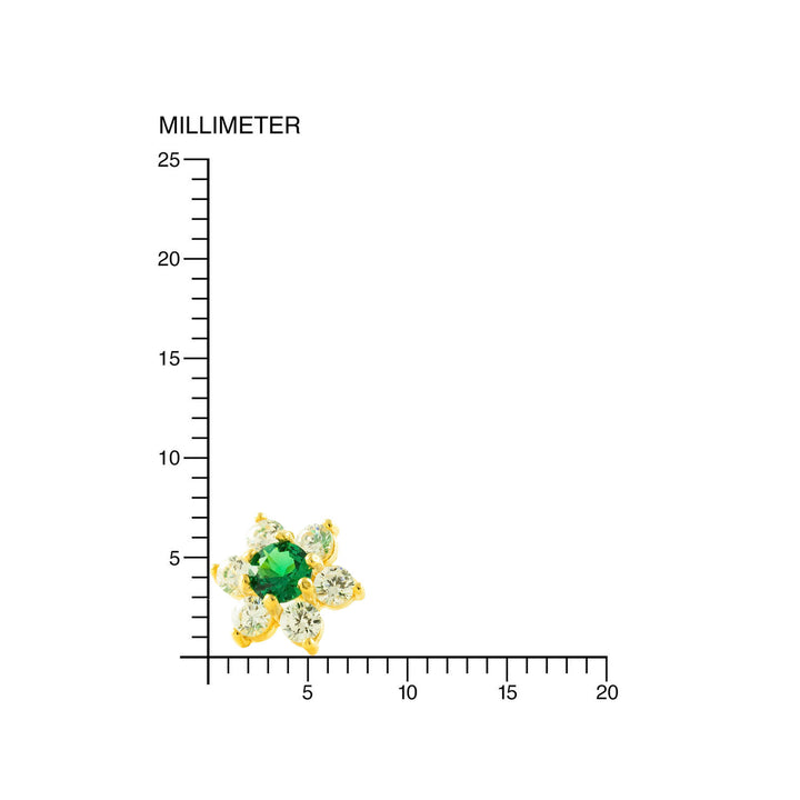 Pendientes Mujer/Niña Oro 9k Flor Circonita Esmeralda