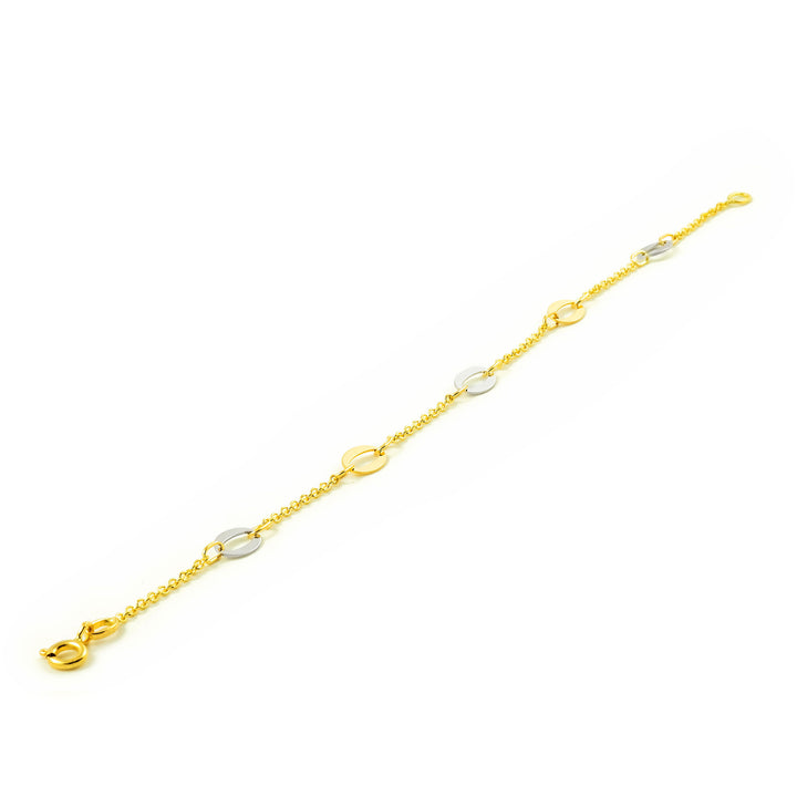 Pulsera oro amarillo margaritas caladas lisas en brillo