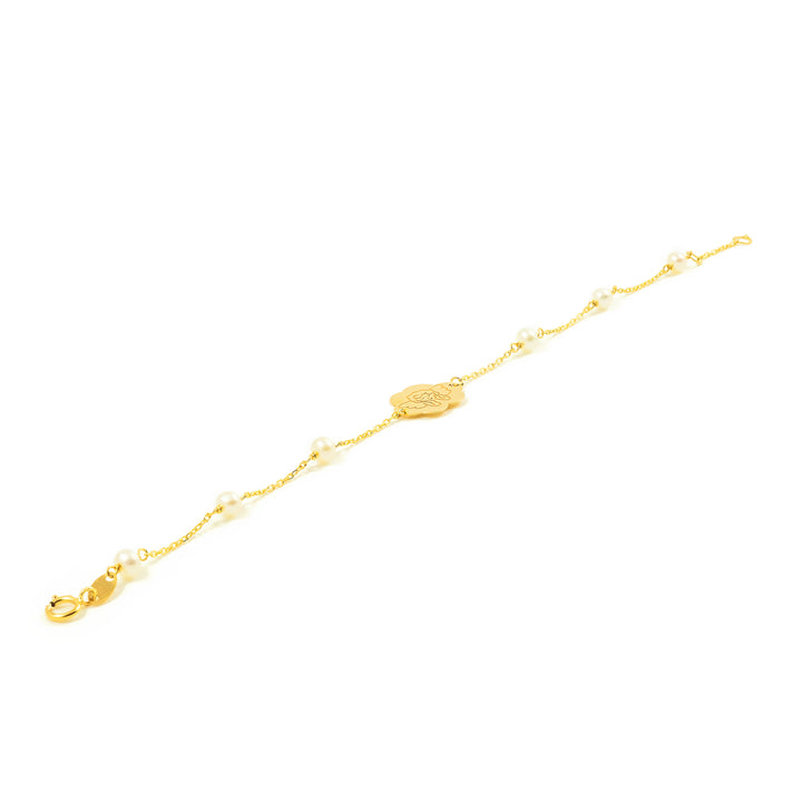 Pulsera oro angelito con nacar (9Kts)