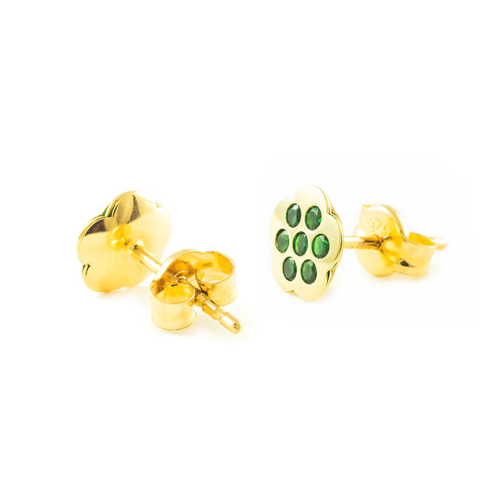 Pendientes Niña Oro 9k Flor Esmeralda