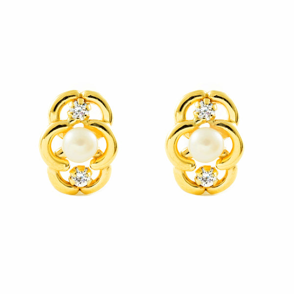 Boucles D'Oreilles Enfant Or 9 Carats - Fleur Nacre Boucles D'Oreilles Enfant Or 9 Carats - Fleur Nacre
