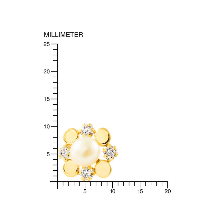 Pendientes Niña Oro 9k Circonita Perla Botón 5,5 mm