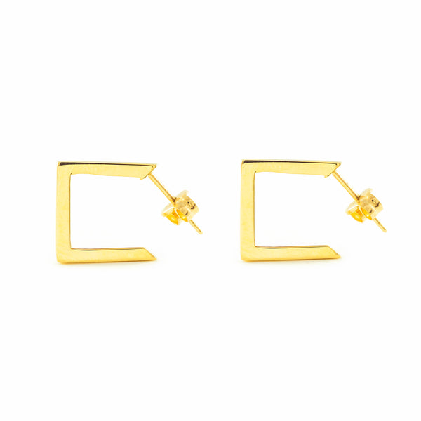 Boucles d'Oreilles Carrees Creoles 15x1.5 mm Or Jaune 9 Carats