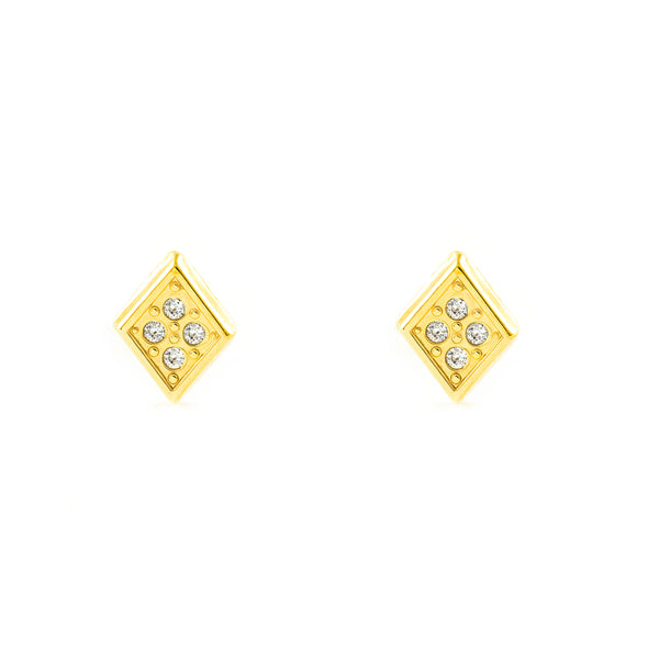 Boucles d'Oreilles Turbot Zircone Or Jaune 9 Carats