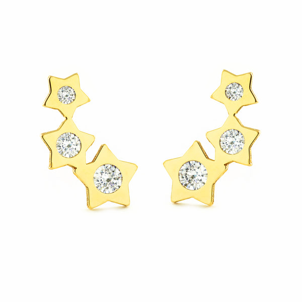 Boucles d'Oreilles Étoile Zircone Or Jaune 9 Carats