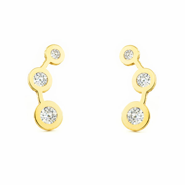 Boucles d'Oreilles Ronde Zircone Or Jaune 9 Carats