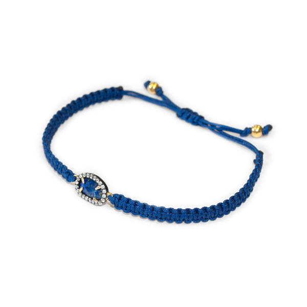 Bracelet macrame Lapis-lazuli Argent 925 brillant