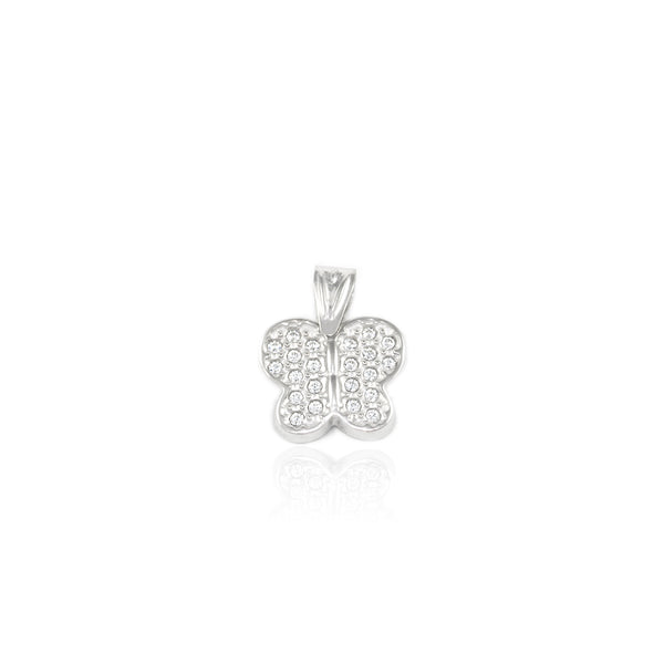 Pendentif Papillon Zircone Or Blanc 9 Carats brillant