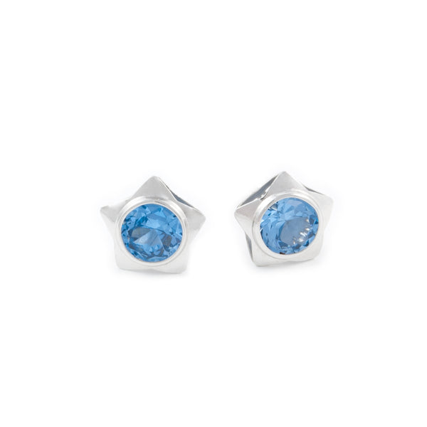 Boucles d'Oreilles Étoile Aigue-marine Argent 925 brillant