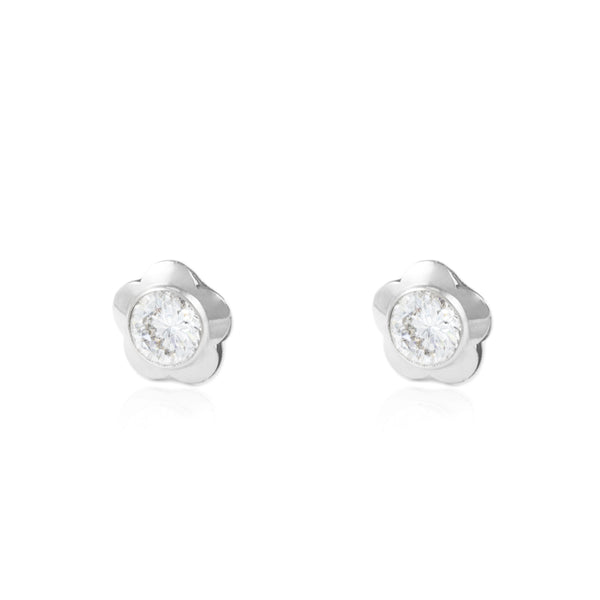 Boucles d'Oreilles Fleur Zircone Argent 925 brillant