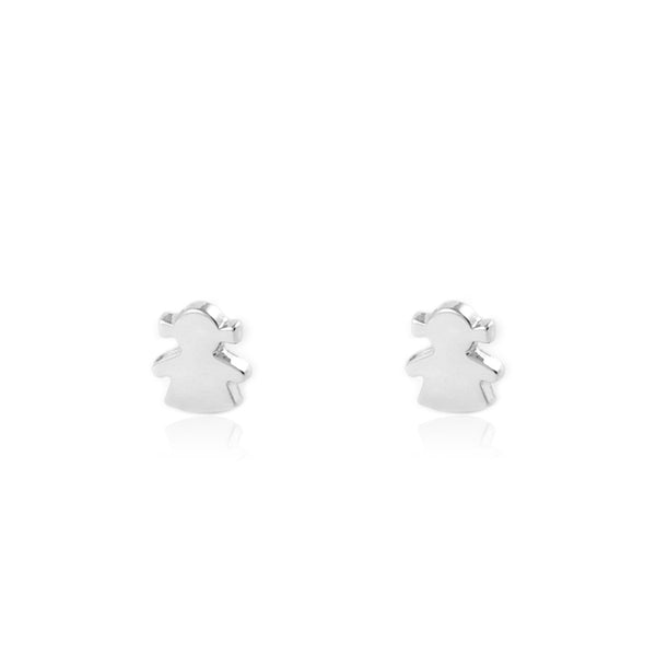 Boucles d'Oreilles Bebe Fille Enfant Fille Or Blanc 9 Carats