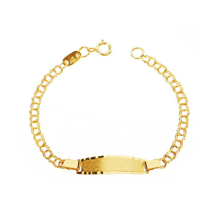 Bracelet Fille Enfant Or Jaune 9 Carats Personnalisé Ours Zircone Perle 4mm - 14cm - Certificat Garantie Mondepetit