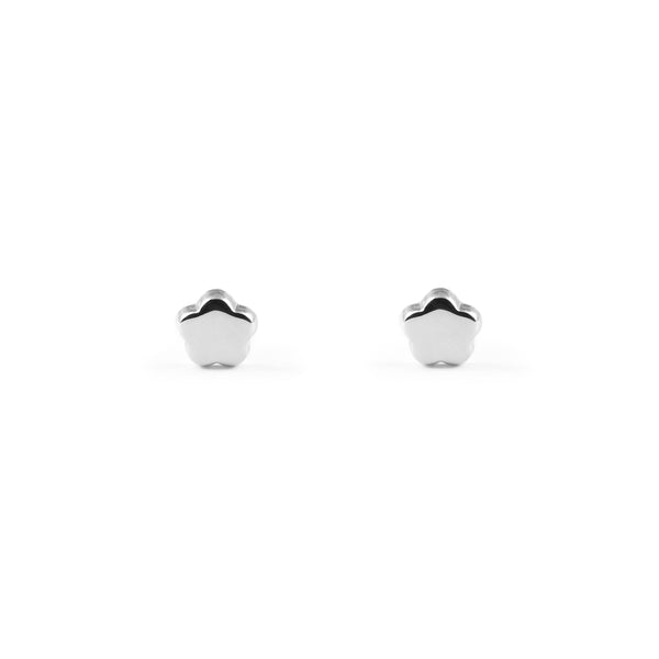 Boucles d'Oreilles Bebe Enfant marguerite fleur Or Blanc 9 Carats