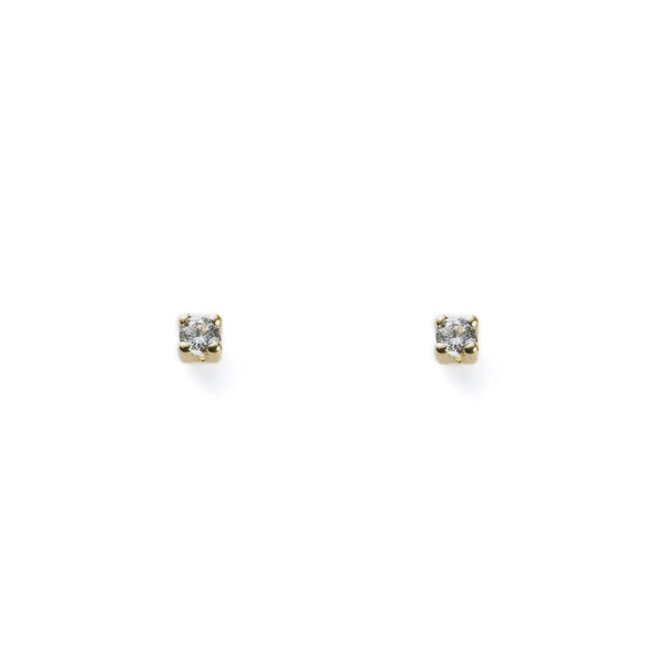 Boucles d'Oreilles Bebe Enfant Zircone 2 mm Or Jaune 18 Carats