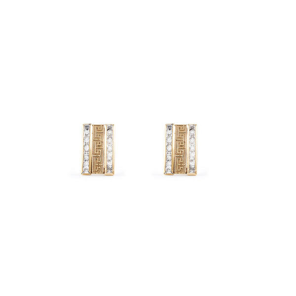 Boucles d'Oreilles Rectangulaires Zircone Or Jaune 9 Carats