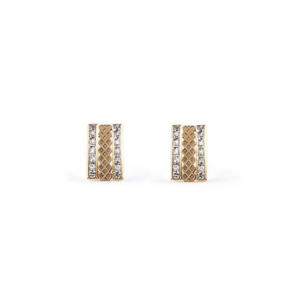 Boucles d'Oreilles Rectangulaires Zircone Or Jaune 9 Carats