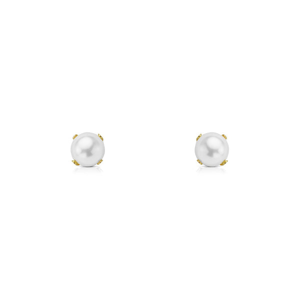 Boucles d'Oreilles Fille Enfant Perle 5 mm Or Jaune 18 Carats