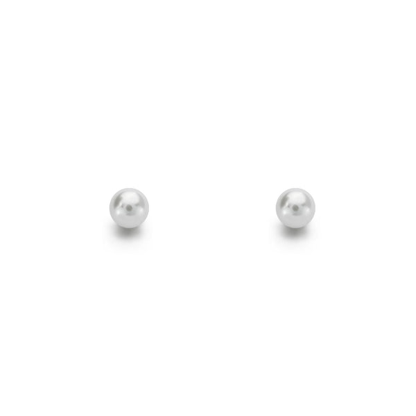 Boucles d'Oreilles Bebe Enfant Perle 4 mm Or Jaune 18 Carats