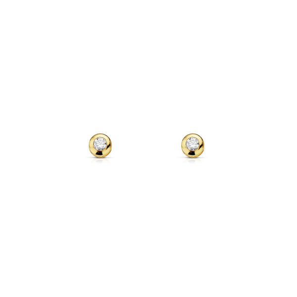 Boucles d'Oreilles Fille Enfant Galerie Zircone 3 mm Or Jaune 18 Carats