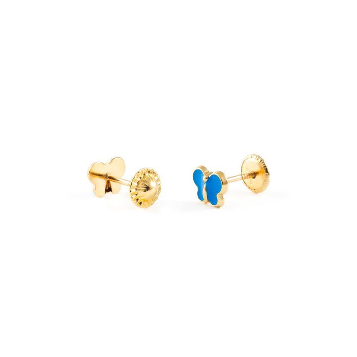 Pendientes Bebe Mariposa Esmaltada Azul (9kts)