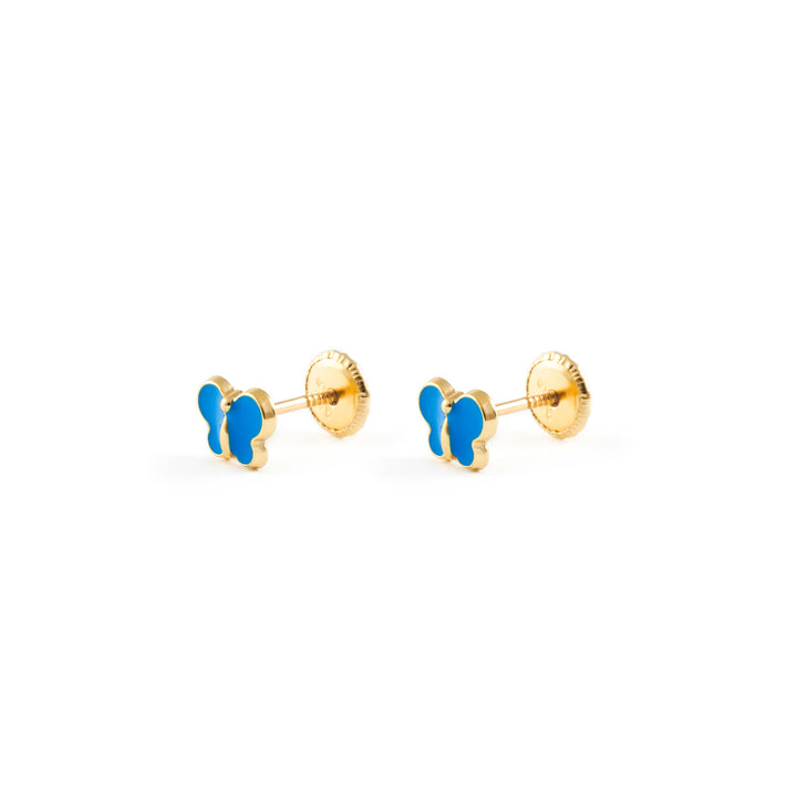 Pendientes Bebe Mariposa Esmaltada Azul (9kts)