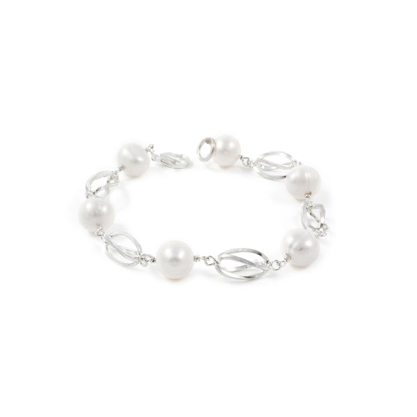 Bracelet Argent Perle Naturelle Panier 8 mm