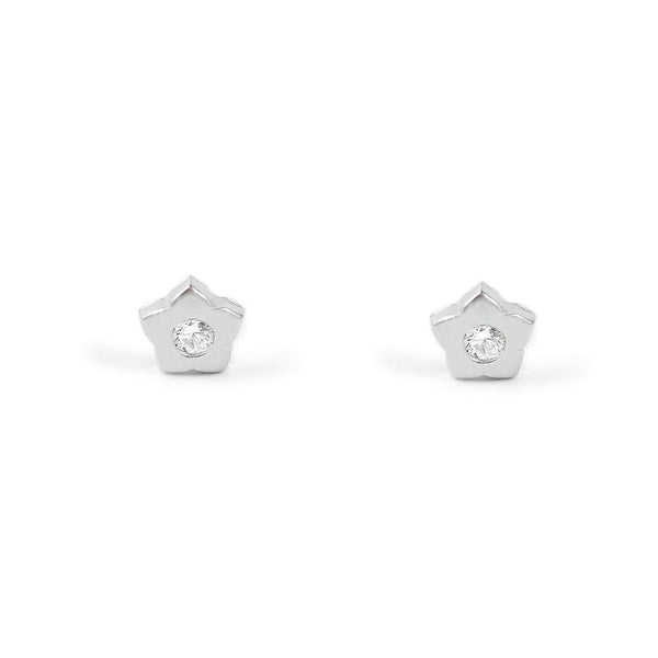 Boucles d'Oreilles Fleur Zircone Argent 925 brillant