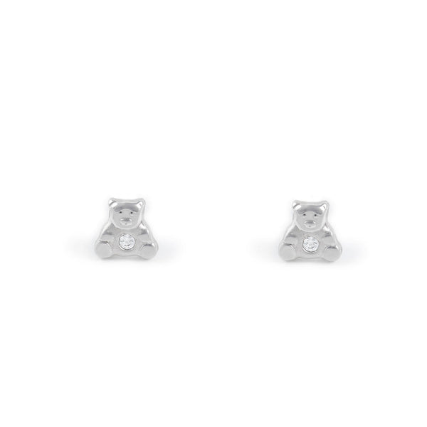 boucles d'oreilles mates et brillantes Ours Zircone Argent 925