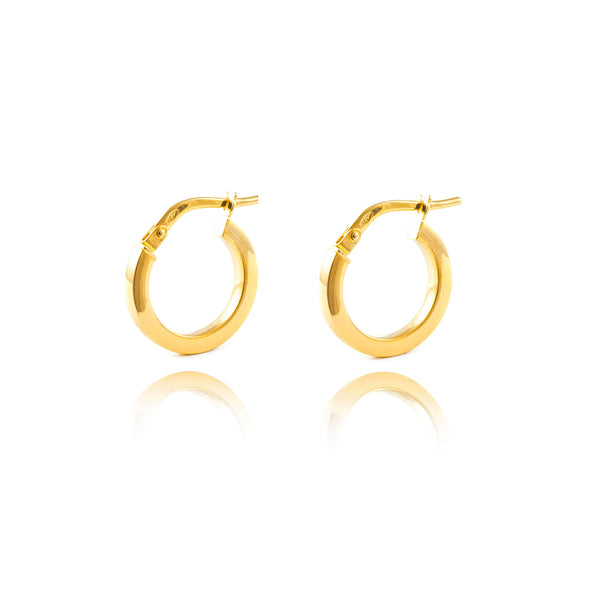 Boucles d'Oreilles Carrees Creoles 15x2 mm Or Jaune 18 Carats