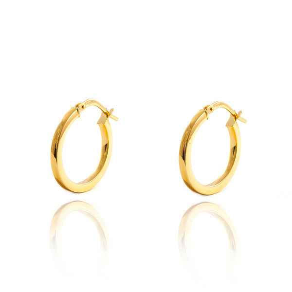 Boucles d'Oreilles Carrees Creoles 18x2 mm Or Jaune 18 Carats