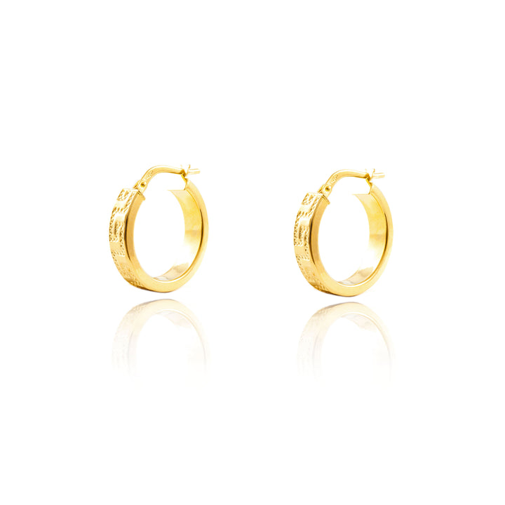 Pendientes Oro Aro liso cuadrado Greca 18x4 mm