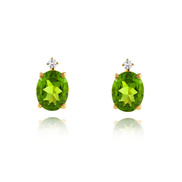 Boucles d'Oreilles Ovale Peridot Or Jaune 9 Carats