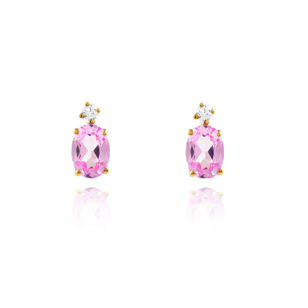 Boucles d'Oreilles Ovale Rose Or Jaune 9 Carats