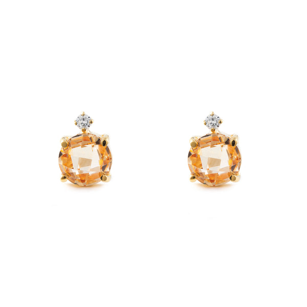 Boucles d'Oreilles Topaze Citrine Or Jaune 9 Carats