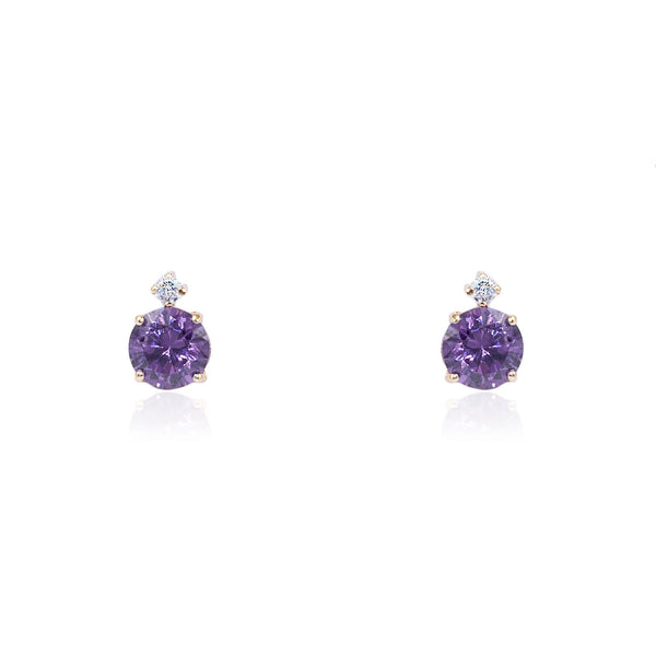 Boucles d'Oreilles Amethyste Or Jaune 9 Carats