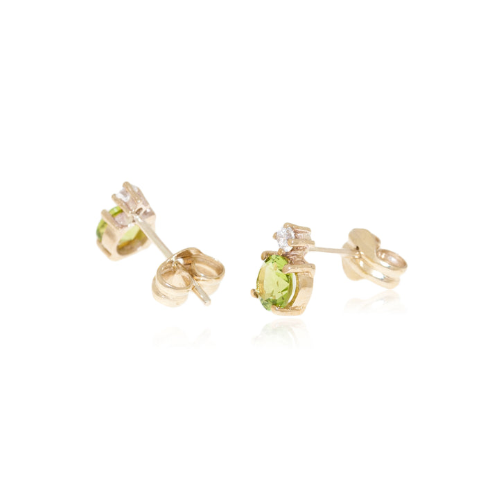 Pendientes Niña Redondos Verde Peridoto y Circonita