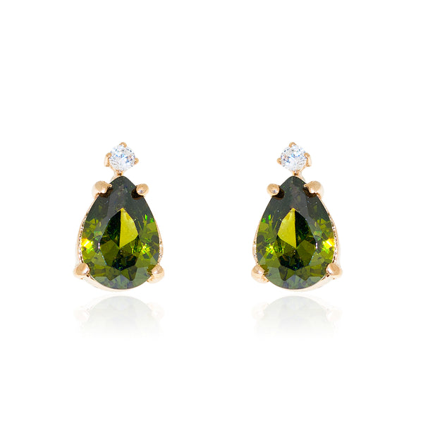 Boucles d'Oreilles Larme Peridot Or Jaune 9 Carats