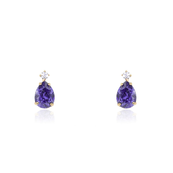 Boucles d'Oreilles Larme Amethyste Or Jaune 9 Carats