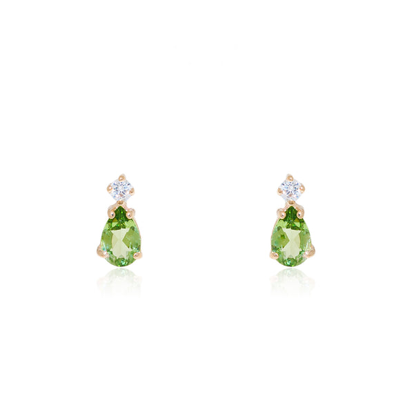 Boucles d'Oreilles Larme Peridot Or Jaune 9 Carats