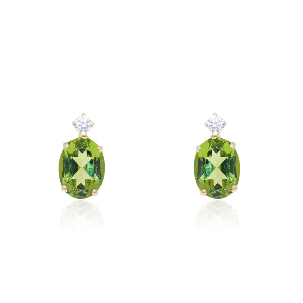 Boucles d'Oreilles Ovale Peridot Or Jaune 9 Carats