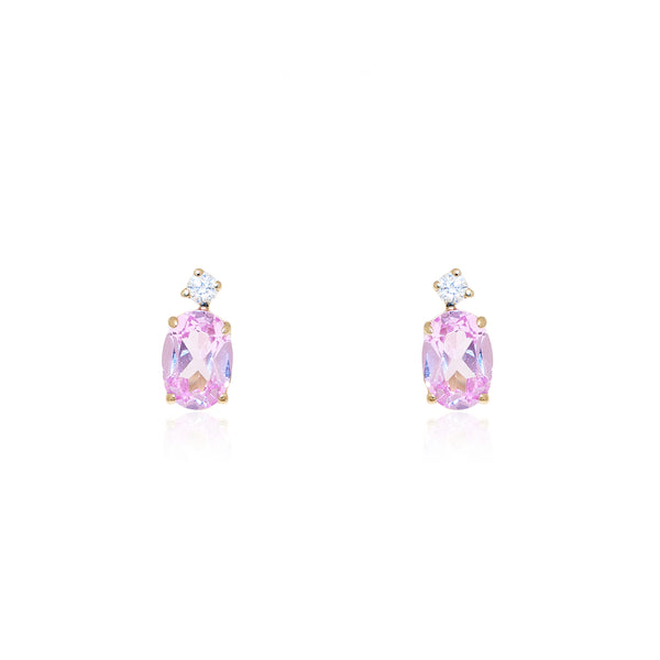 Boucles d'Oreilles Ovale Rose Or Jaune 9 Carats