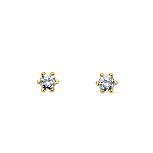 Boucles d'Oreilles Zircone 5 mm Or Jaune 18 Carats