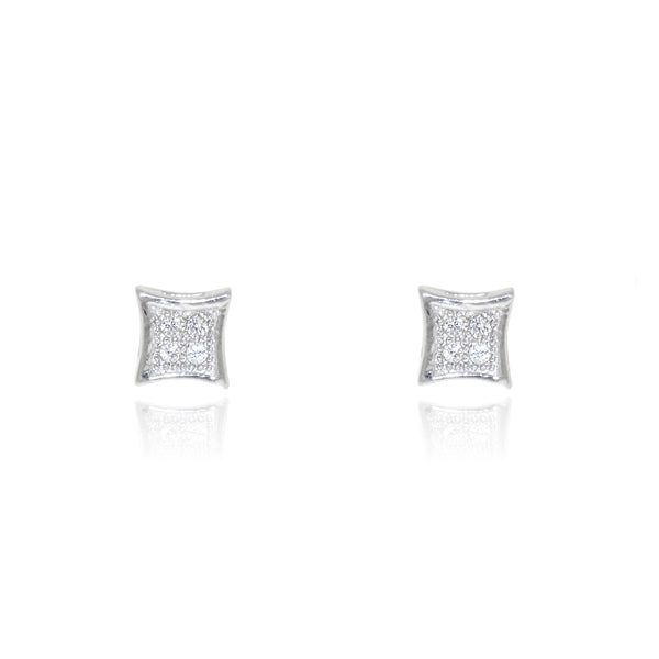 Boucles d'Oreilles Carre Zircone Argent 925 brillant