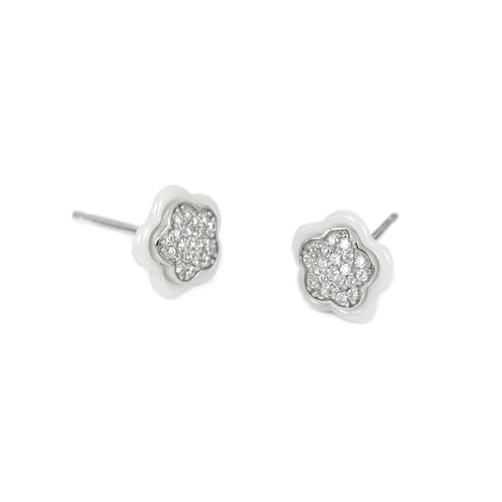 Pendientes Plata margarita con ceramica blanca