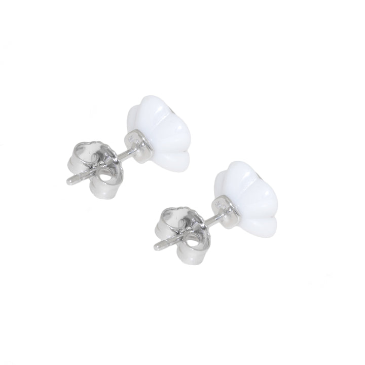 Pendientes Plata margarita con ceramica blanca