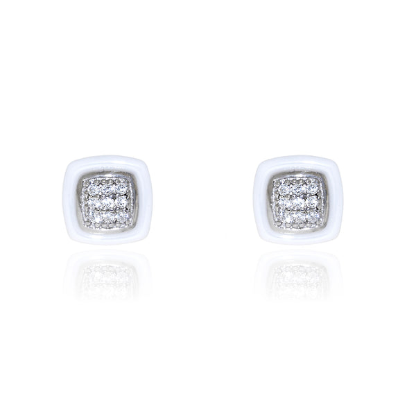 Boucles d'Oreilles Carre Zircone Argent 925 brillant