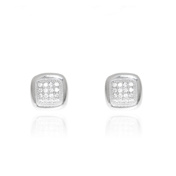 Boucles d'Oreilles Carre Zircone Argent 925 brillant